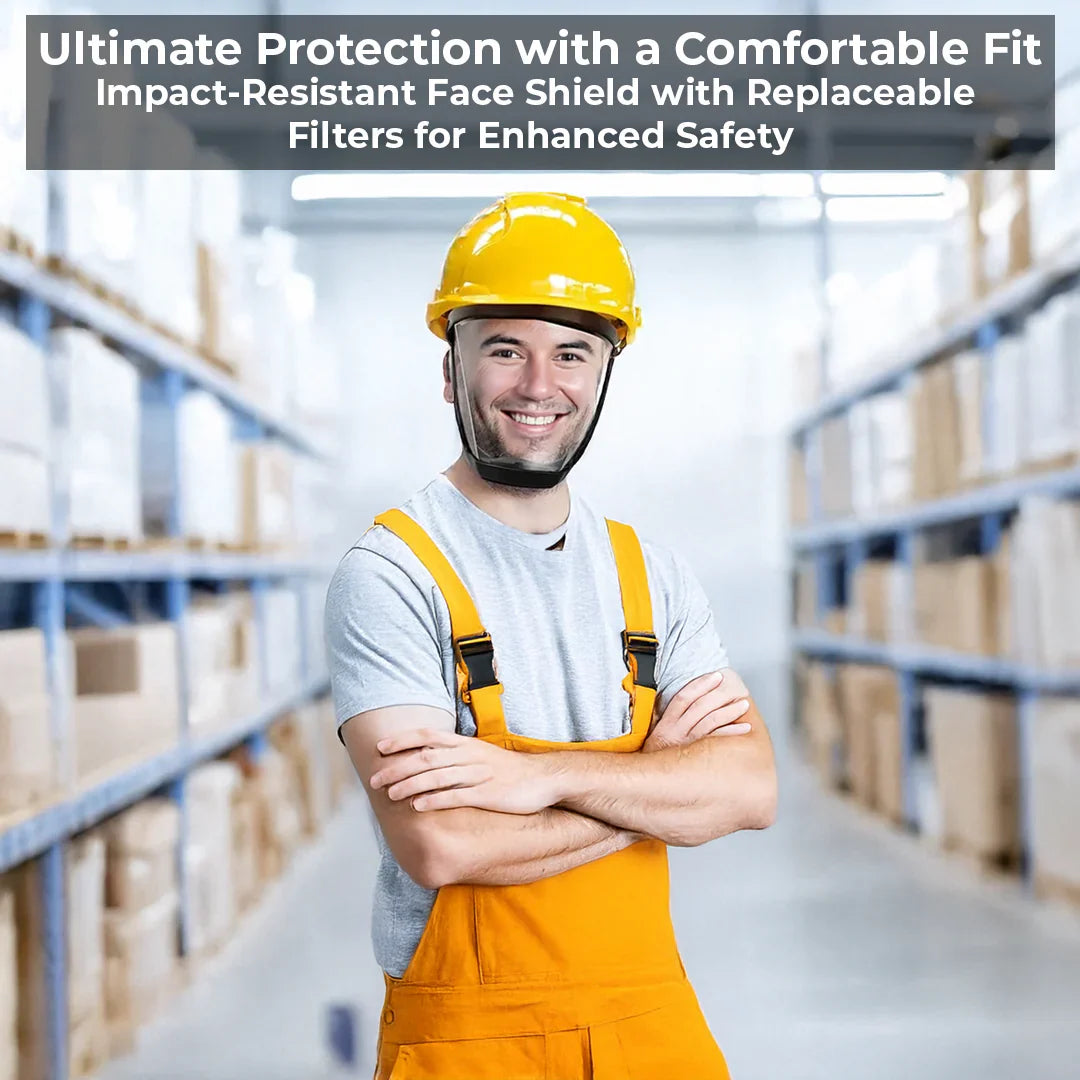 Polycarbonate Face Shield with Anti-Fog Visor and Detachable Filter