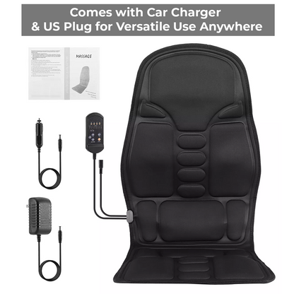 Vibrating Massage Cushion with Heat and Dual Power, 8 Motors for Back and Thigh