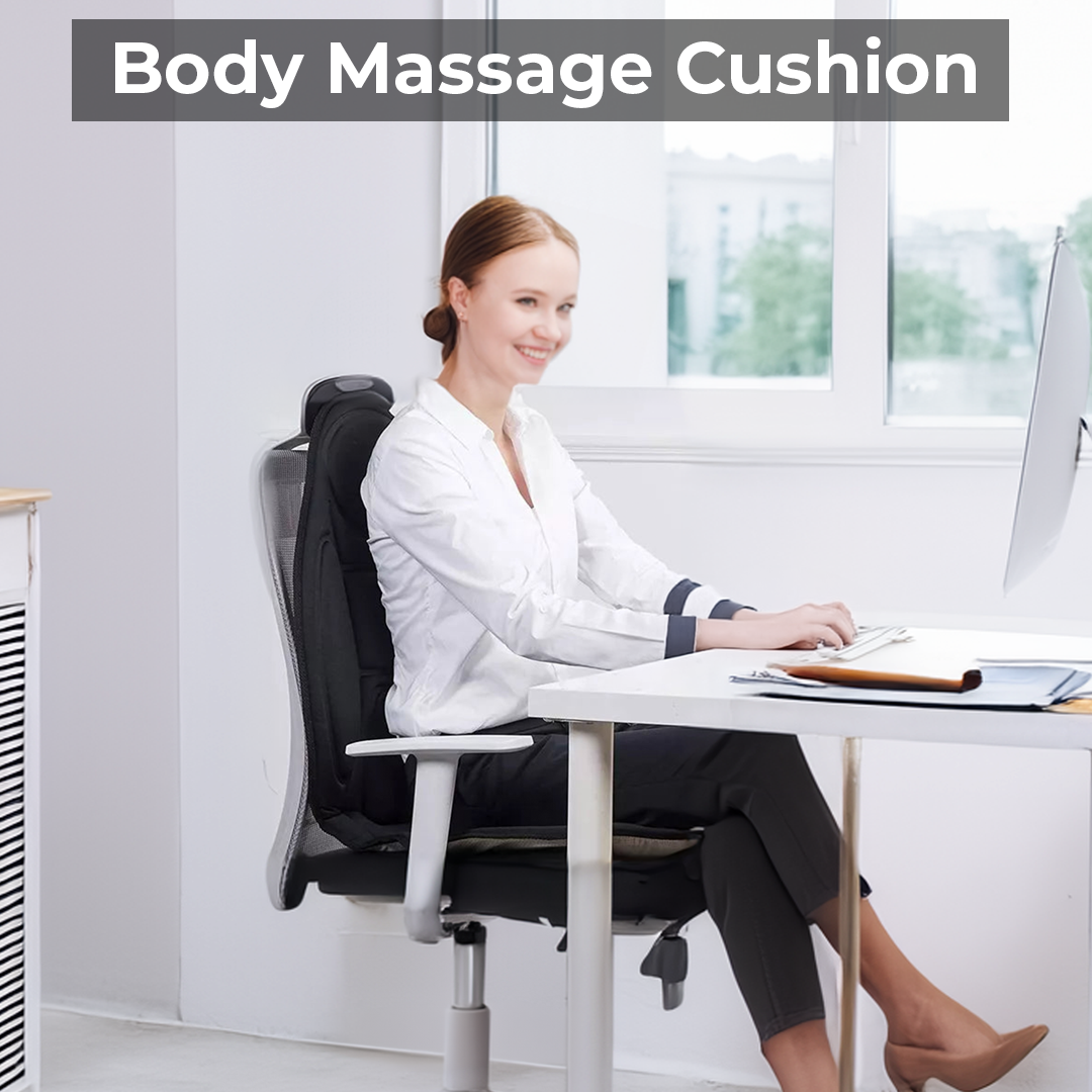 Vibrating Massage Cushion with Heat and Dual Power, 8 Motors for Back and Thigh
