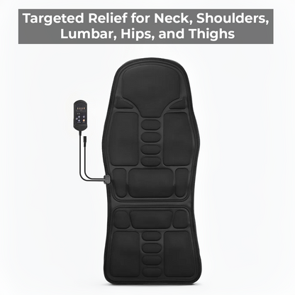Vibrating Massage Cushion with Heat and Dual Power, 8 Motors for Back and Thigh
