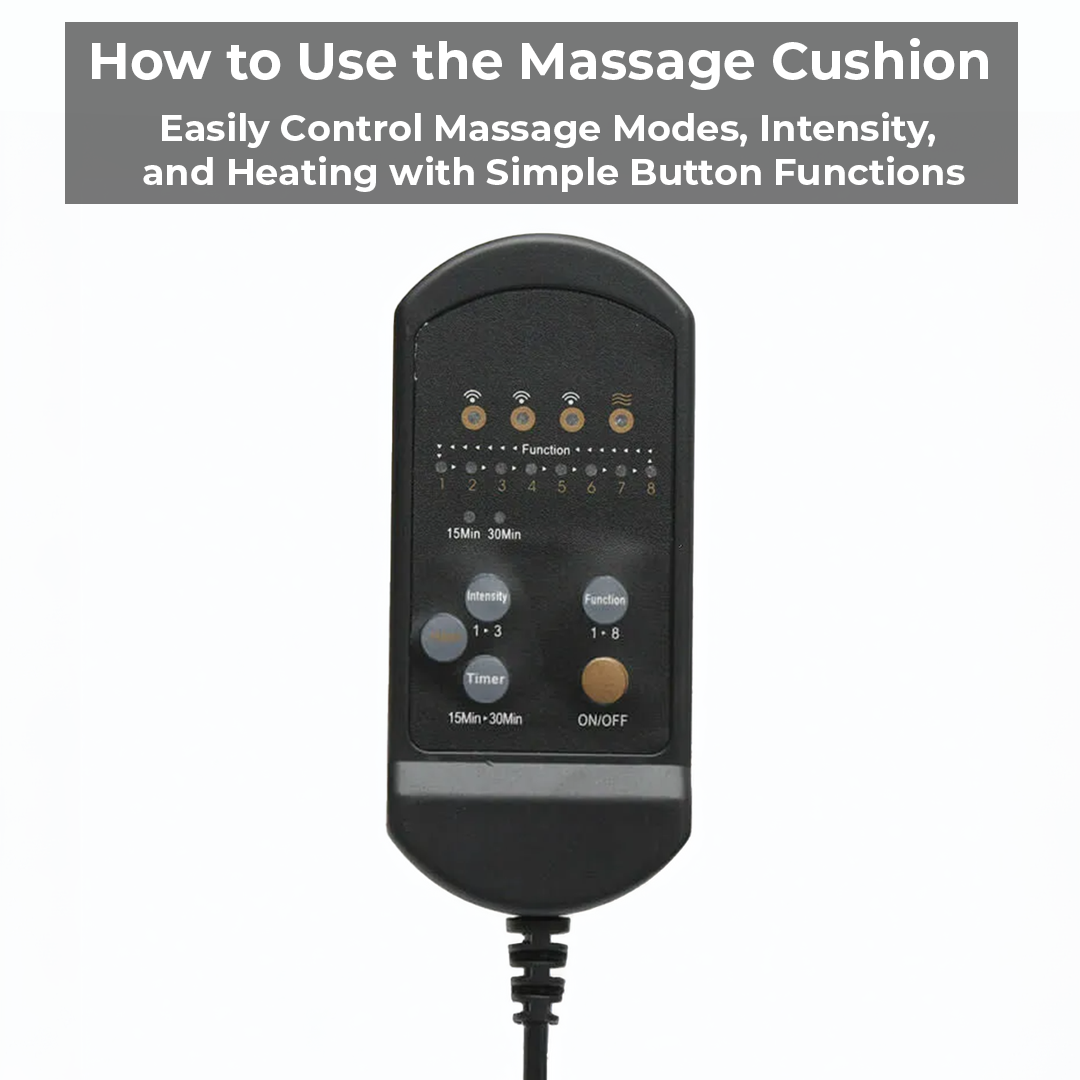 Vibrating Massage Cushion with Heat and Dual Power, 8 Motors for Back and Thigh
