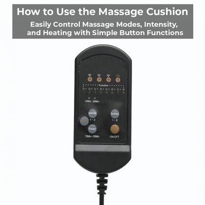 Vibrating Massage Cushion with Heat and Dual Power, 8 Motors for Back and Thigh