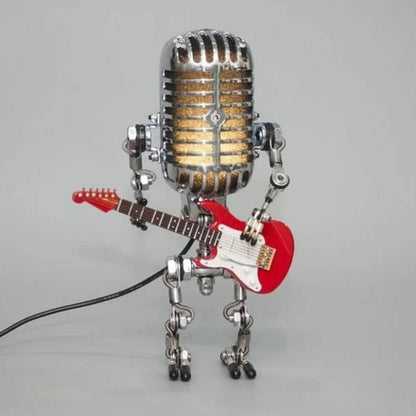 Adjustable Metal Robot Desk Lamp with Microphone and Guitar Accessory