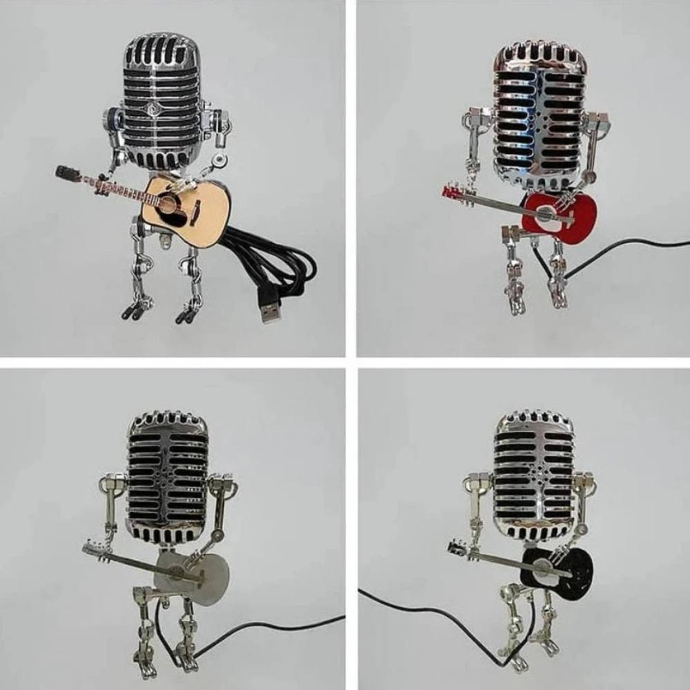 Adjustable Metal Robot Desk Lamp with Microphone and Guitar Accessory