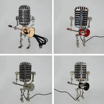 Adjustable Metal Robot Desk Lamp with Microphone and Guitar Accessory