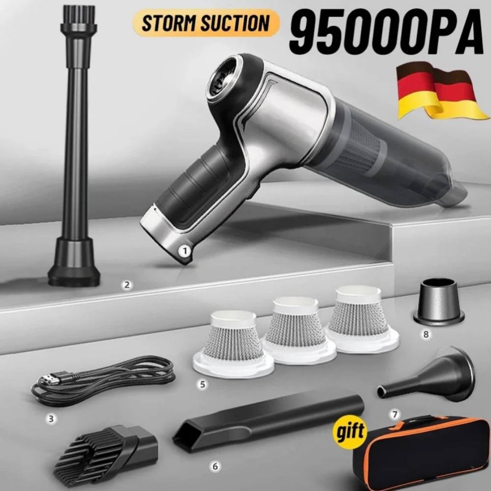 Handheld Cordless Vacuum with 95000Pa Suction and Multi-Function Accessories