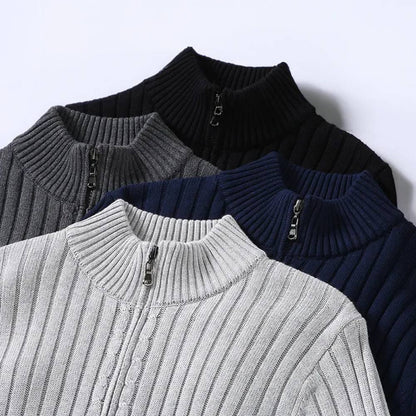 Slim Fit Zip Cardigan with Soft Knit Fabric and Ribbed Cuffs All Vera Mart