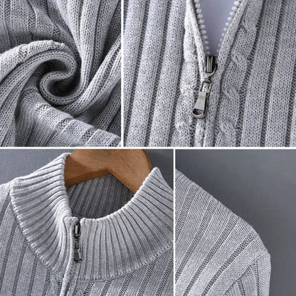 Slim Fit Zip Cardigan with Soft Knit Fabric and Ribbed Cuffs All Vera Mart