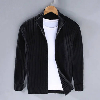 Slim Fit Zip Cardigan with Soft Knit Fabric and Ribbed Cuffs All Vera Mart