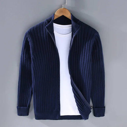 Slim Fit Zip Cardigan with Soft Knit Fabric and Ribbed Cuffs All Vera Mart