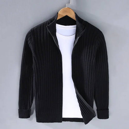 Slim Fit Zip Cardigan with Soft Knit Fabric and Ribbed Cuffs All Vera Mart