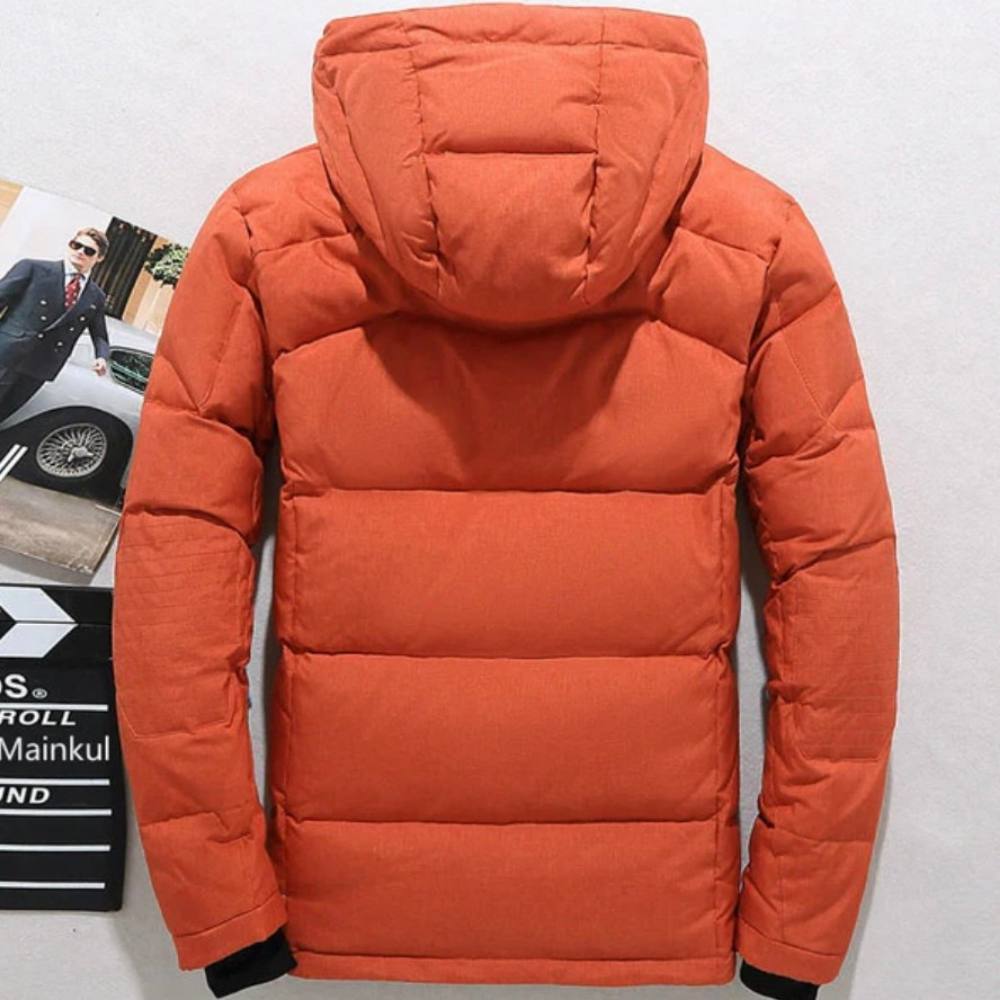 Duck Down Winter Jacket with Detachable Hood and Full Zip Closure