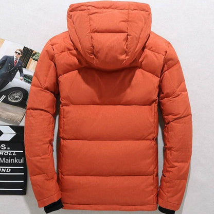 Duck Down Winter Jacket with Detachable Hood and Full Zip Closure