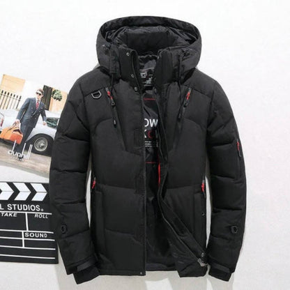 Duck Down Winter Jacket with Detachable Hood and Full Zip Closure