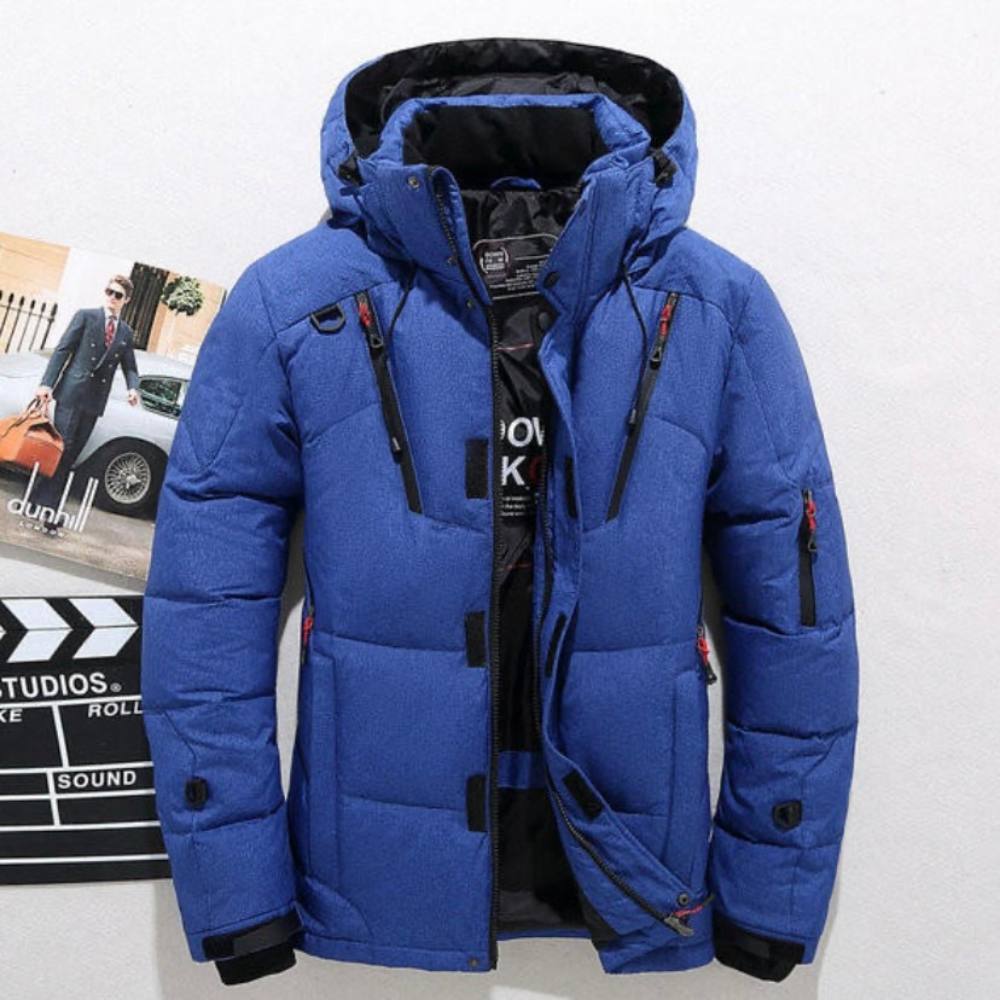 Duck Down Winter Jacket with Detachable Hood and Full Zip Closure