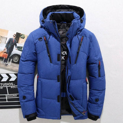 Duck Down Winter Jacket with Detachable Hood and Full Zip Closure