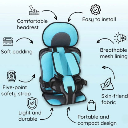Child Car Seat Cushion with Padded Side Support and Belt Integration