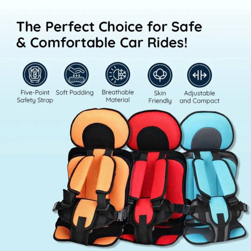 Child Car Seat Cushion with Padded Side Support and Belt Integration