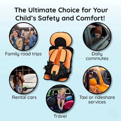 Child Car Seat Cushion with Padded Side Support and Belt Integration