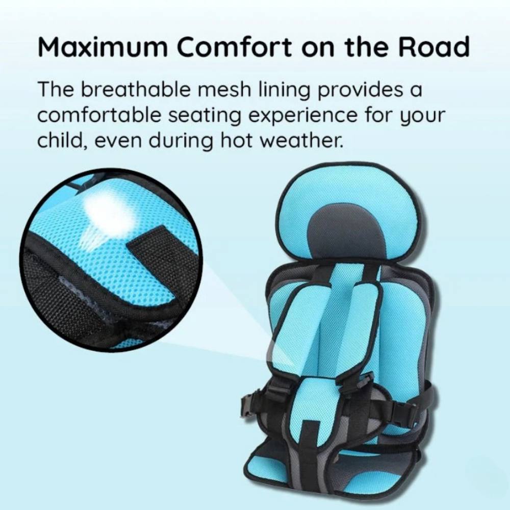 Child Car Seat Cushion with Padded Side Support and Belt Integration