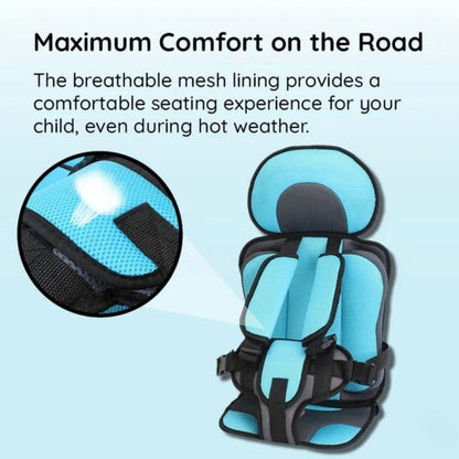 Child Car Seat Cushion with Padded Side Support and Belt Integration