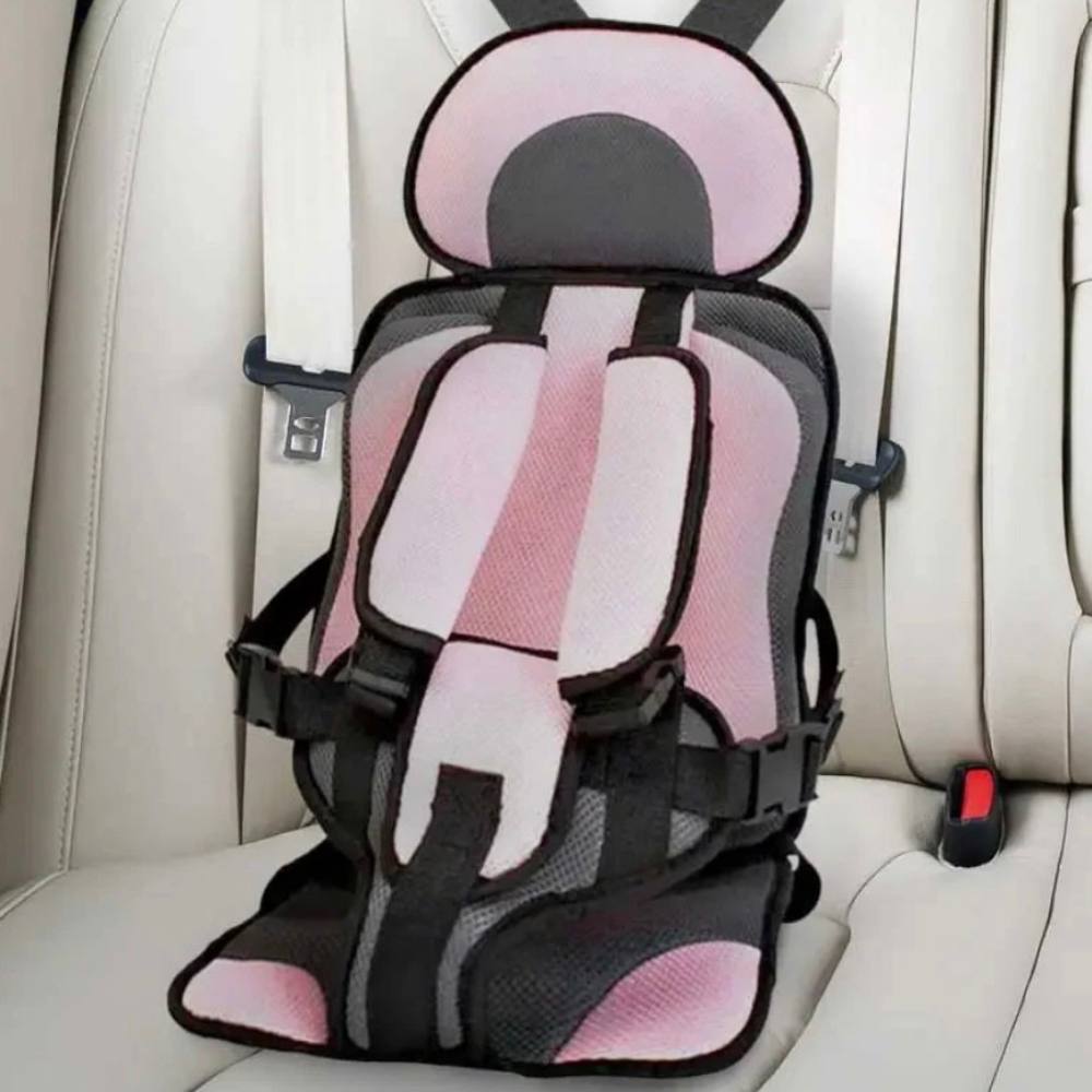Child Car Seat Cushion with Padded Side Support and Belt Integration