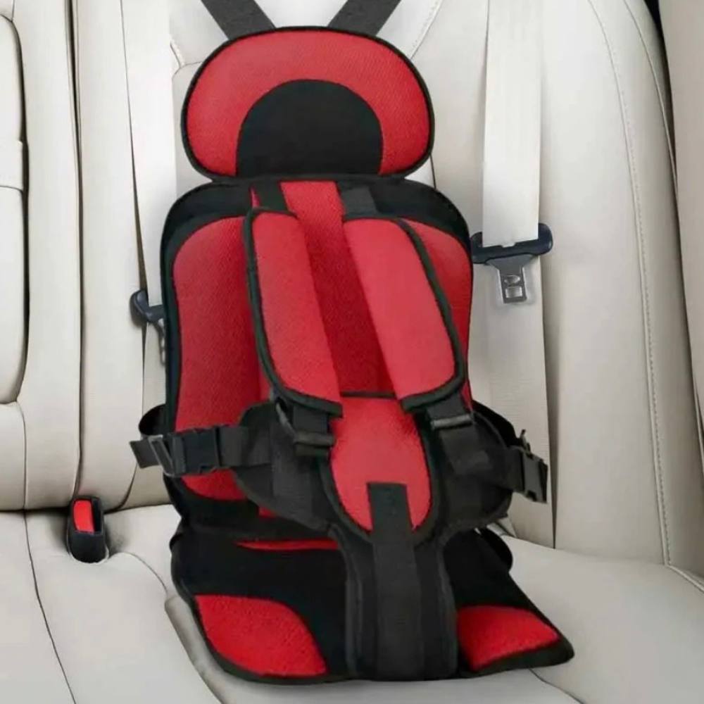 Child Car Seat Cushion with Padded Side Support and Belt Integration