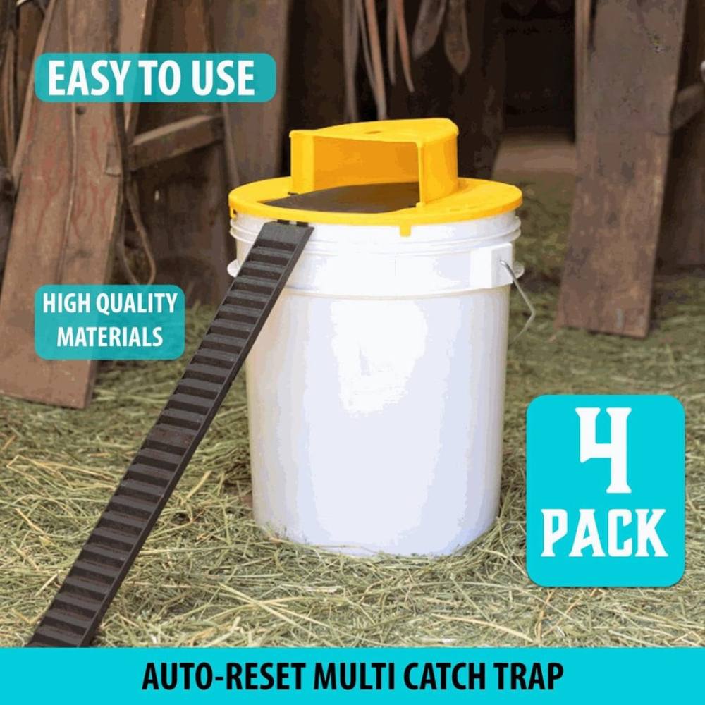 Bucket Lid Rodent Trap with Auto-Reset Mechanism and Weather Resistant Design