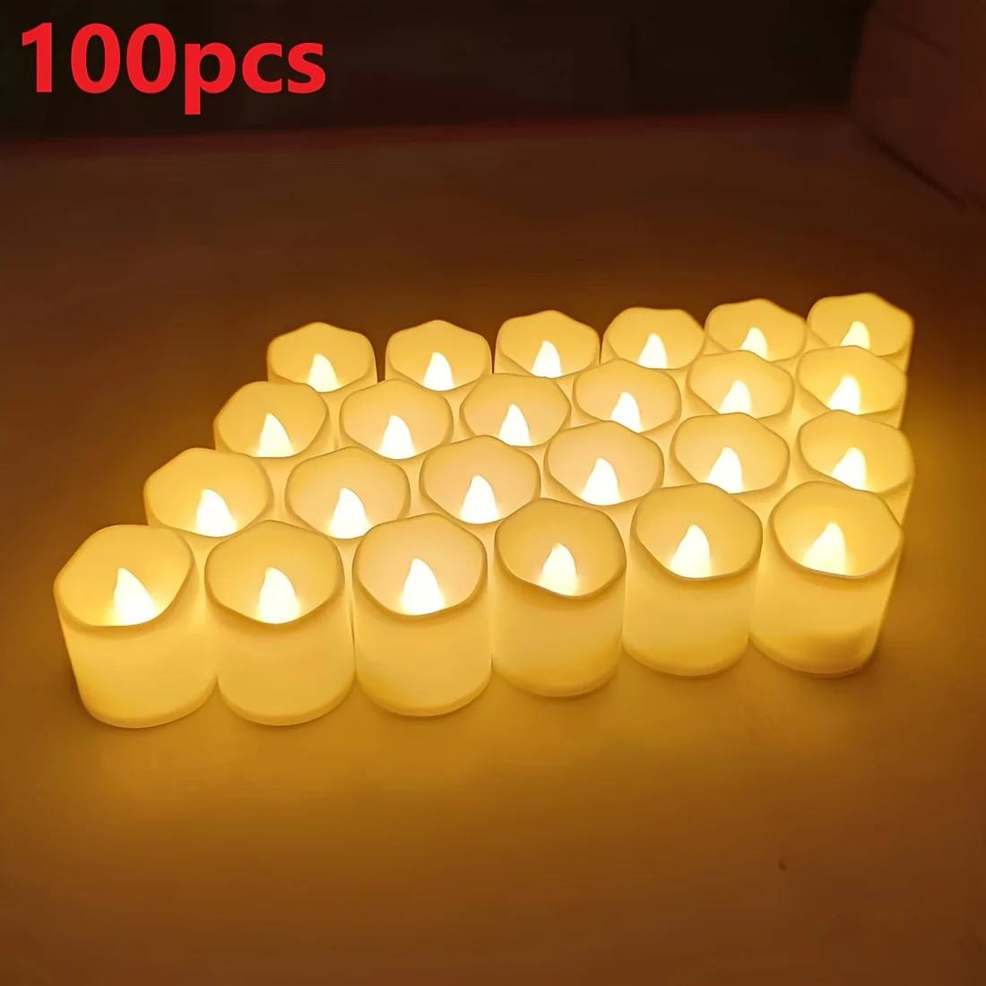 Battery Operated LED Tealight Candles with Flickering Flame Effect and On-Off Switch