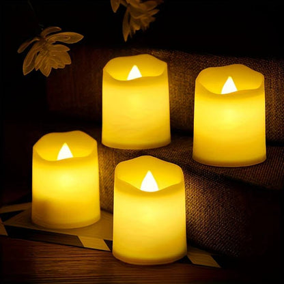 Battery Operated LED Tealight Candles with Flickering Flame Effect and On-Off Switch