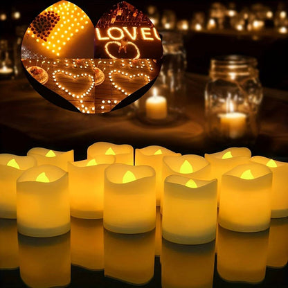 Battery Operated LED Tealight Candles with Flickering Flame Effect and On-Off Switch