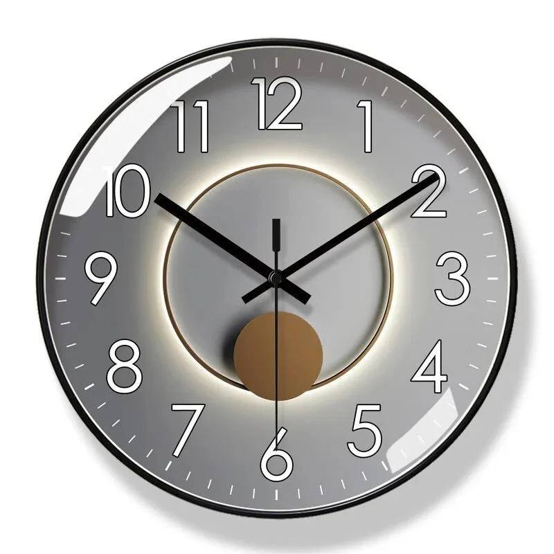 Abstract Pattern Wall Clock with Glass Face and Quartz Movement