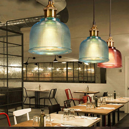 Glass Pendant Light with Adjustable 47 Inch Cable and Iron Hardware