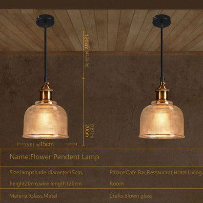 Glass Pendant Light with Adjustable 47 Inch Cable and Iron Hardware