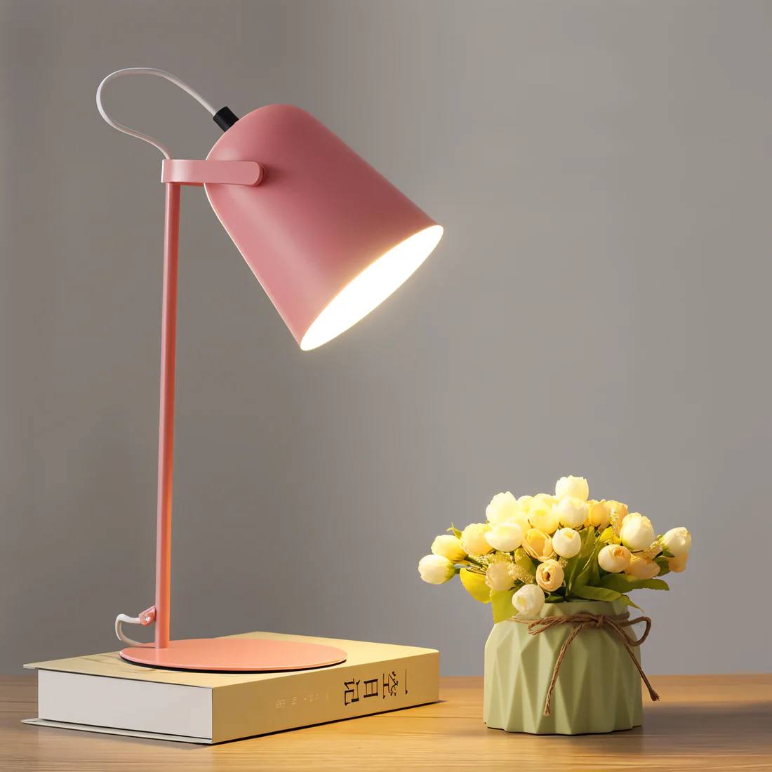 Adjustable Reading Lamp with Tilting Shade and Iron Base, 63 Inch Cord