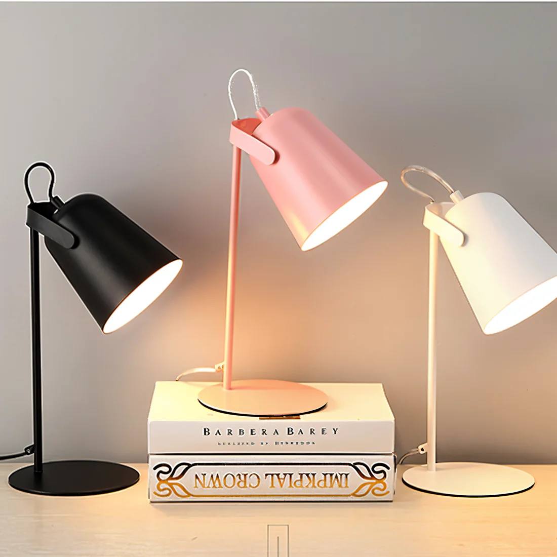 Adjustable Reading Lamp with Tilting Shade and Iron Base, 63 Inch Cord