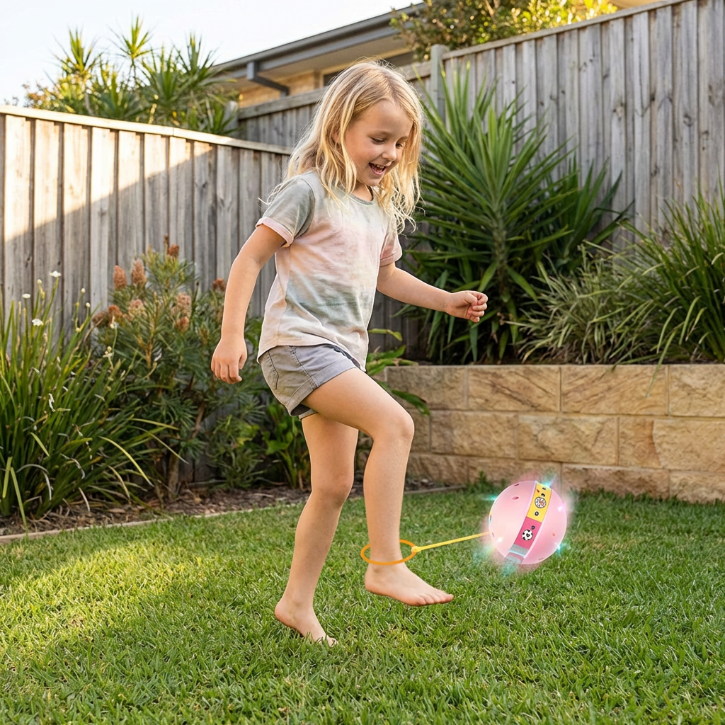 Ankle Bounce Ball with Motion Activated LED Lights and Adjustable Strap