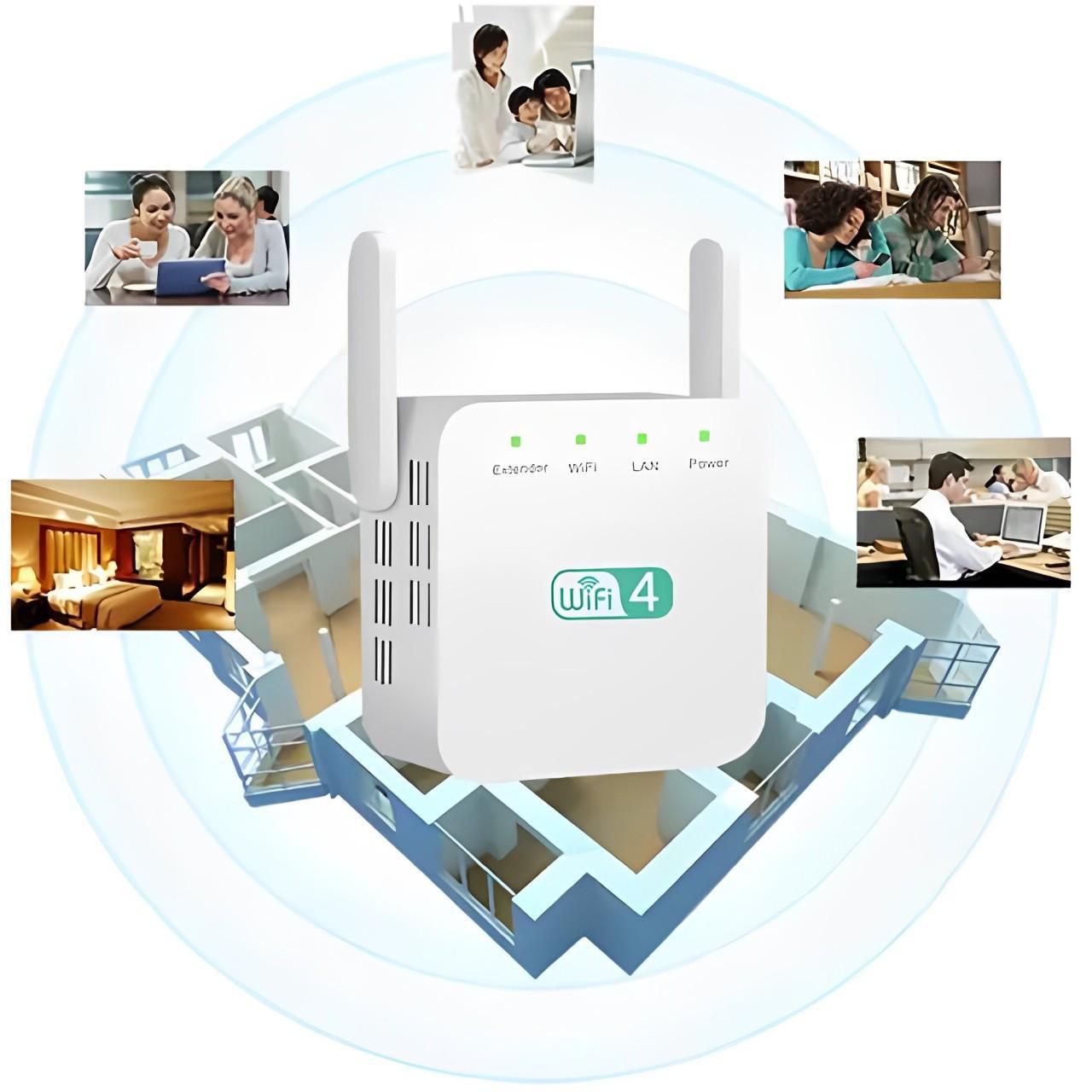 Long Range WiFi Repeater with Wall Penetrating Antenna and Multi-Device Support