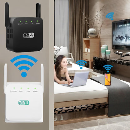 Long Range WiFi Repeater with Wall Penetrating Antenna and Multi-Device Support