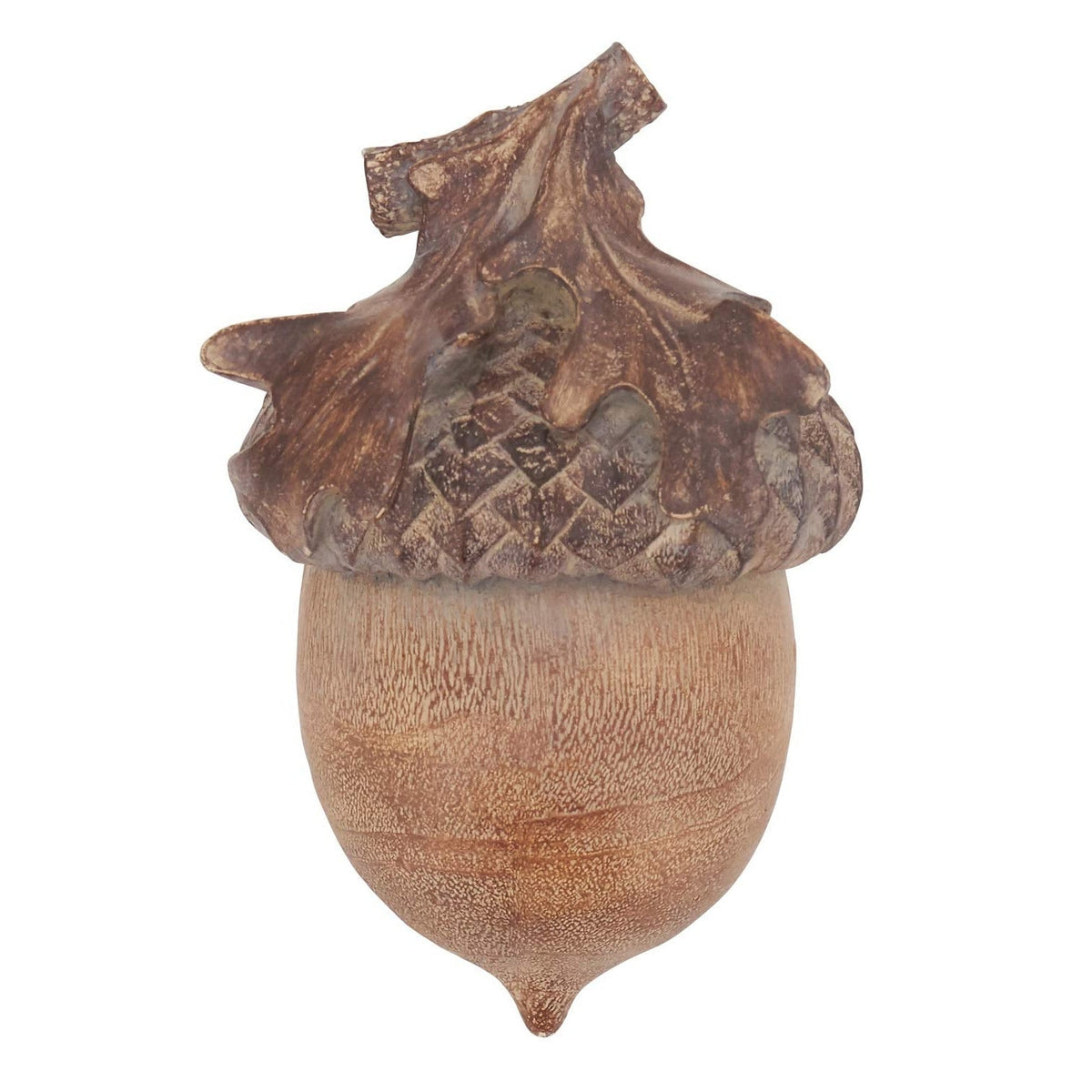 Resin Acorn Sculpture with Textured Cap and Neutral Finish, 5 Inches