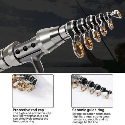 Telescopic Fishing Rod and Reel Combo with Metal Spool, Complete Tackle Kit