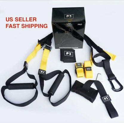 Bodyweight Suspension Trainer with Adjustable Straps and Metal Carabiners, 400lb Capacity