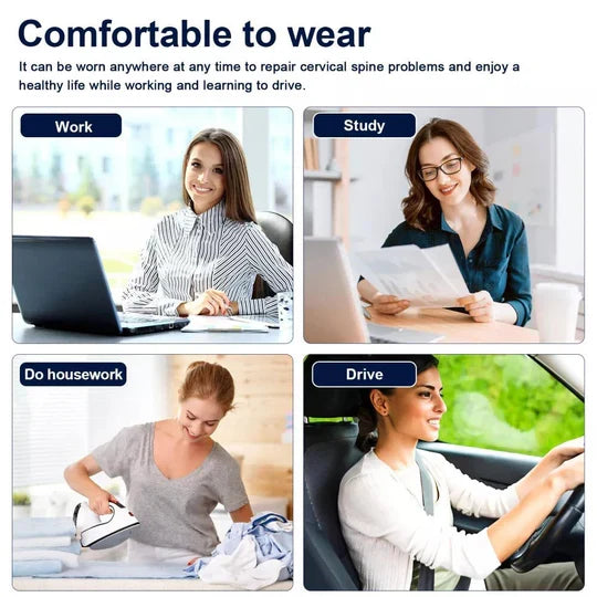Adjustable Neck Traction Device with Heat Settings and Five Height Positions