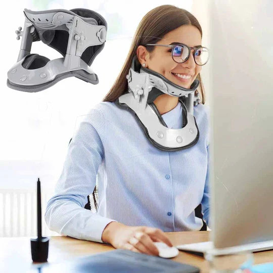 Adjustable Neck Traction Device with Heat Settings and Five Height Positions