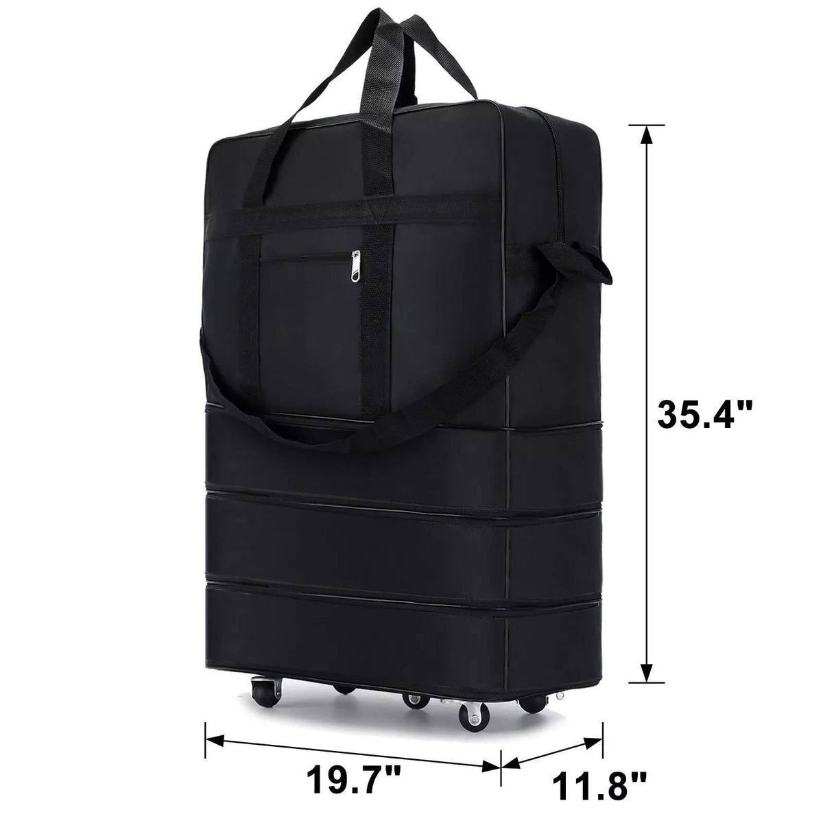 Rolling Duffle Bag with Five-Wheel System and Expandable Storage for Travel