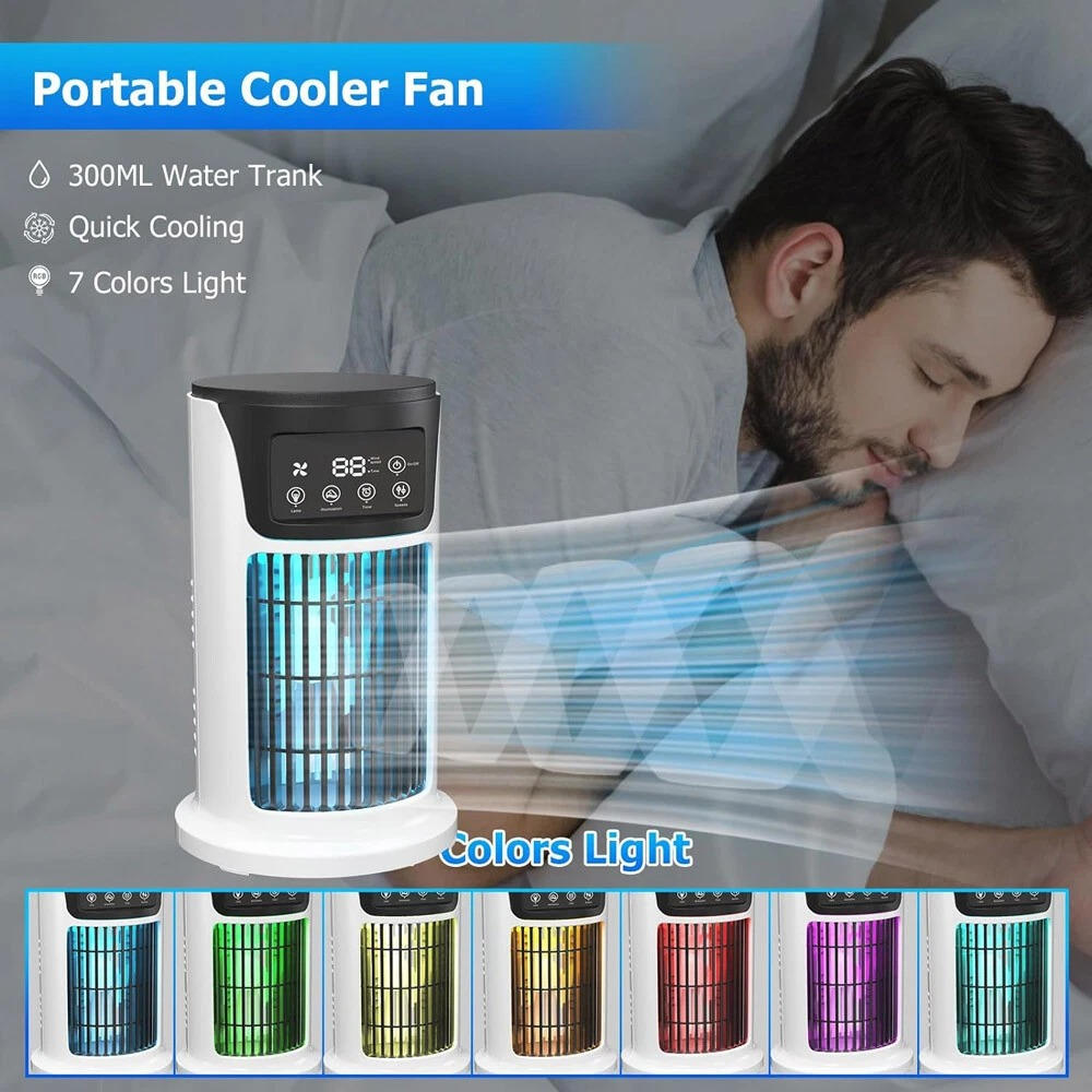 Evaporative Air Cooler with Humidifying Function and Automatic Swing, 8-Hour Runtime All Vera Mart