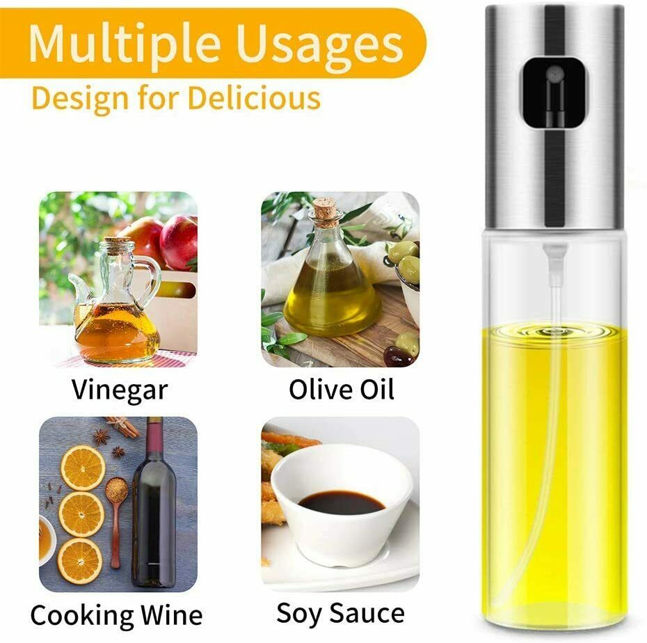 Pump Spray Oil Mister with Glass Chamber and Stainless Steel Top
