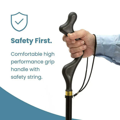 Adjustable Walking Stick with Ergonomic Handle and 360 Rotating Tip, 12 Height Settings