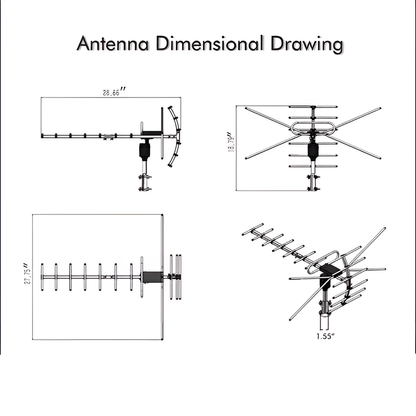 Motorized Outdoor TV Antenna with 360 Degree Rotation and 4G LTE Filtering