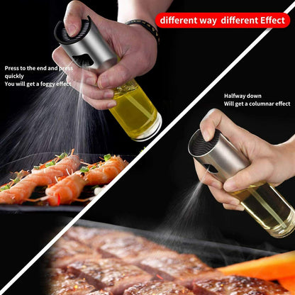 Pump Spray Oil Mister with Glass Chamber and Stainless Steel Top